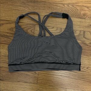lululemon athletica Black and White Striped Sports Bra